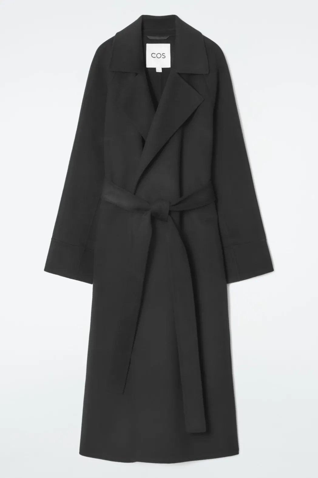 COS BELTED DOUBLE-FACED WOOL COAT BLACK