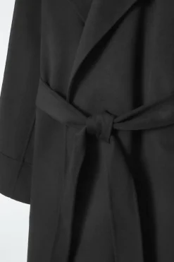 COS BELTED DOUBLE-FACED WOOL COAT BLACK
