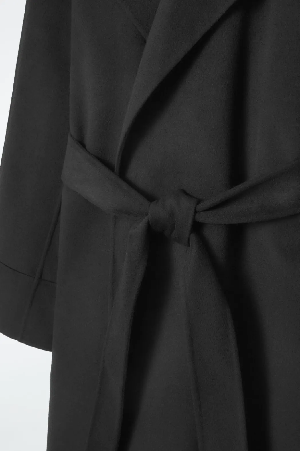 COS BELTED DOUBLE-FACED WOOL COAT BLACK