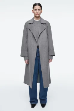 Hot COS BELTED DOUBLE-FACED WOOL COAT GRAY