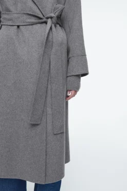 Hot COS BELTED DOUBLE-FACED WOOL COAT GRAY