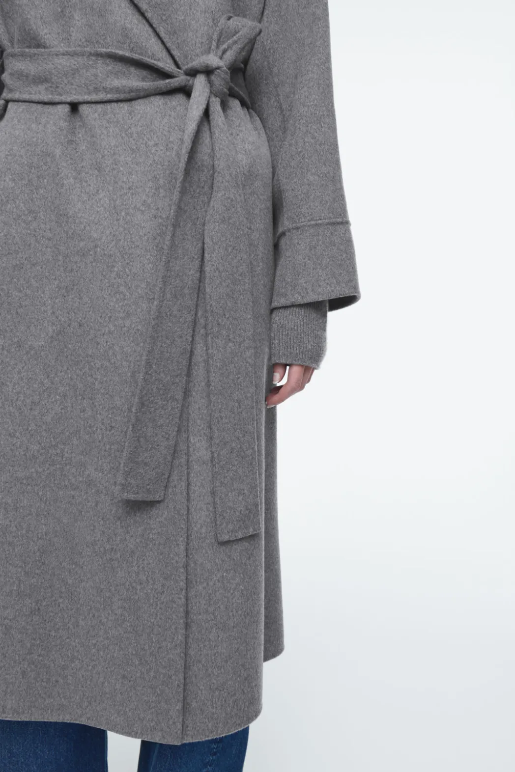 Hot COS BELTED DOUBLE-FACED WOOL COAT GRAY