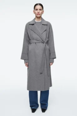 Hot COS BELTED DOUBLE-FACED WOOL COAT GRAY
