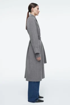 Hot COS BELTED DOUBLE-FACED WOOL COAT GRAY