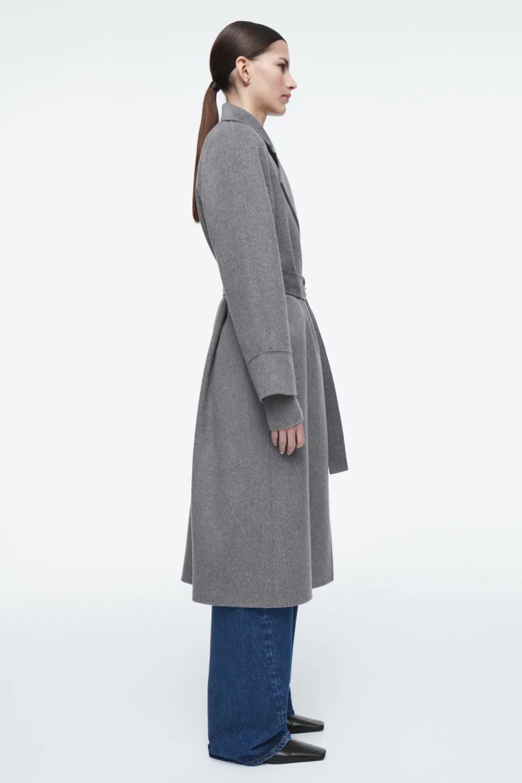 Hot COS BELTED DOUBLE-FACED WOOL COAT GRAY