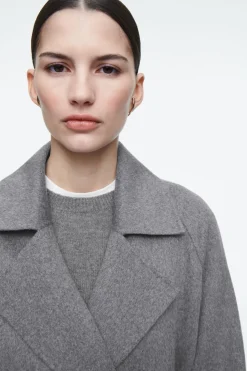Hot COS BELTED DOUBLE-FACED WOOL COAT GRAY