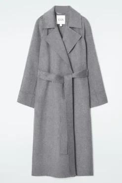 Hot COS BELTED DOUBLE-FACED WOOL COAT GRAY