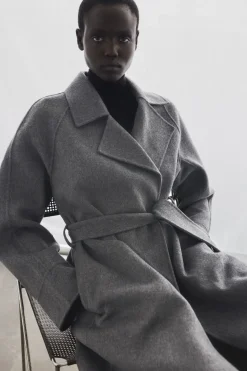 Hot COS BELTED DOUBLE-FACED WOOL COAT GRAY