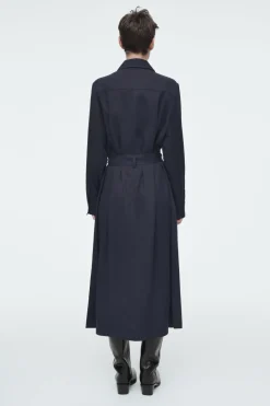 COS BELTED MIDI SHIRT DRESS NAVY