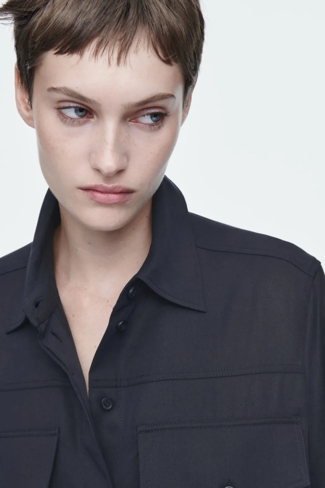 COS BELTED MIDI SHIRT DRESS NAVY