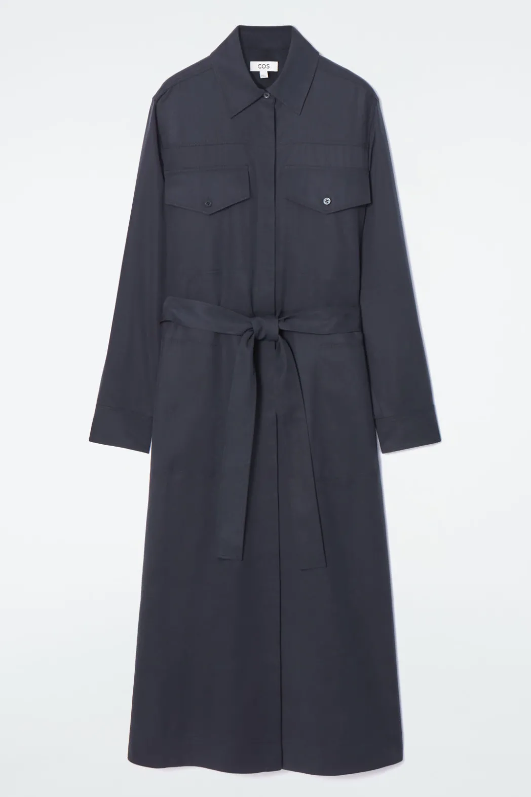 COS BELTED MIDI SHIRT DRESS NAVY