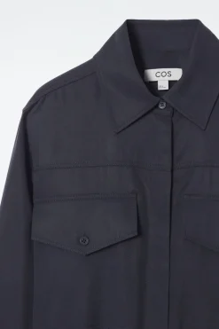 COS BELTED MIDI SHIRT DRESS NAVY