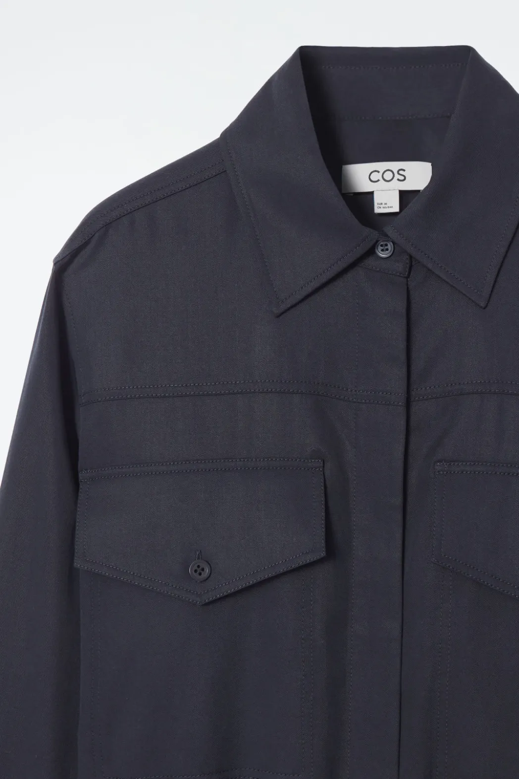 COS BELTED MIDI SHIRT DRESS NAVY