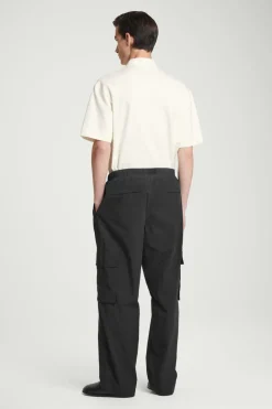 Discount COS BELTED TECHNICAL COTTON CARGO PANTS BLACK