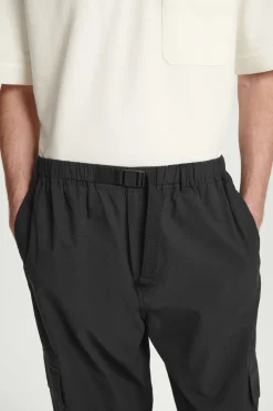 Discount COS BELTED TECHNICAL COTTON CARGO PANTS BLACK