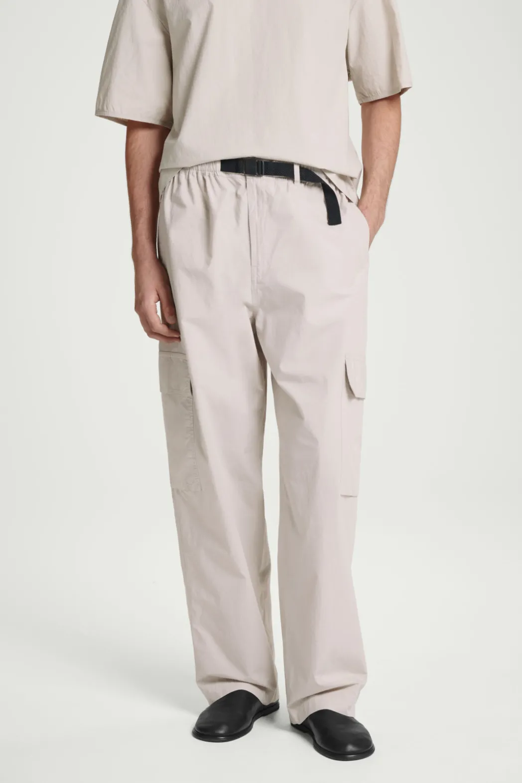 Best COS BELTED TECHNICAL COTTON CARGO PANTS STONE