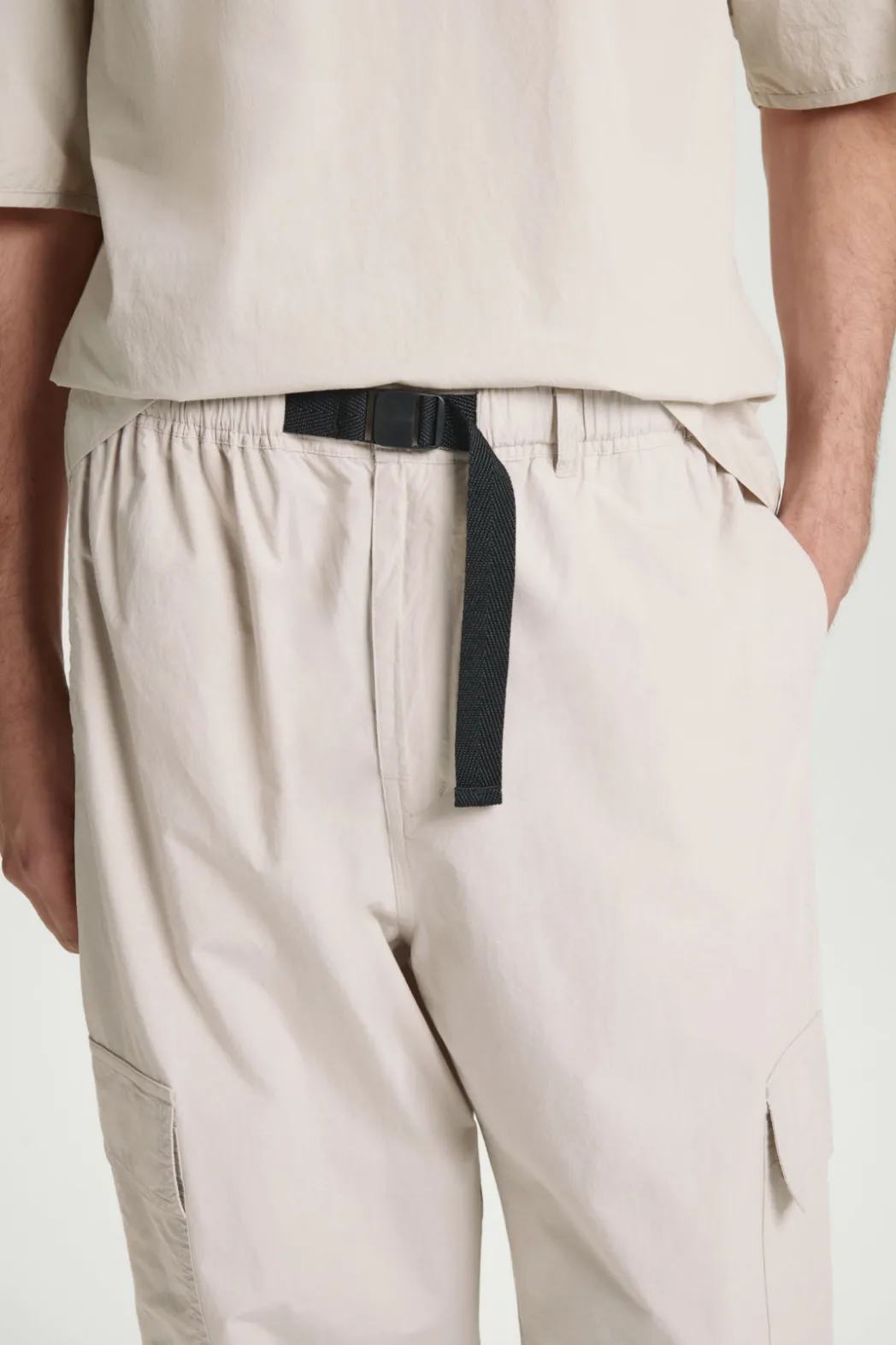 Best COS BELTED TECHNICAL COTTON CARGO PANTS STONE