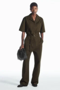 New COS BELTED UTILITY BOILERSUIT DARK KHAKI