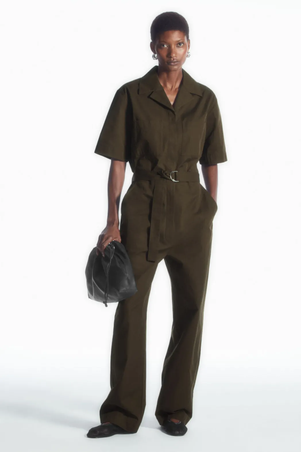 New COS BELTED UTILITY BOILERSUIT DARK KHAKI