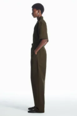 New COS BELTED UTILITY BOILERSUIT DARK KHAKI
