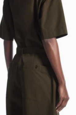 New COS BELTED UTILITY BOILERSUIT DARK KHAKI