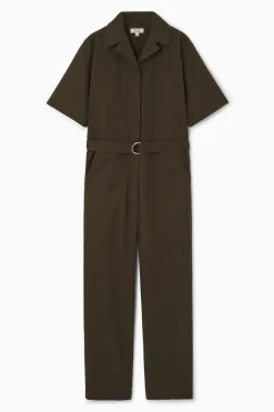 New COS BELTED UTILITY BOILERSUIT DARK KHAKI