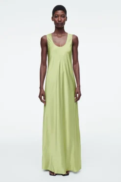 Online COS BIAS-CUT MAXI SLIP DRESS SAGE GREEN