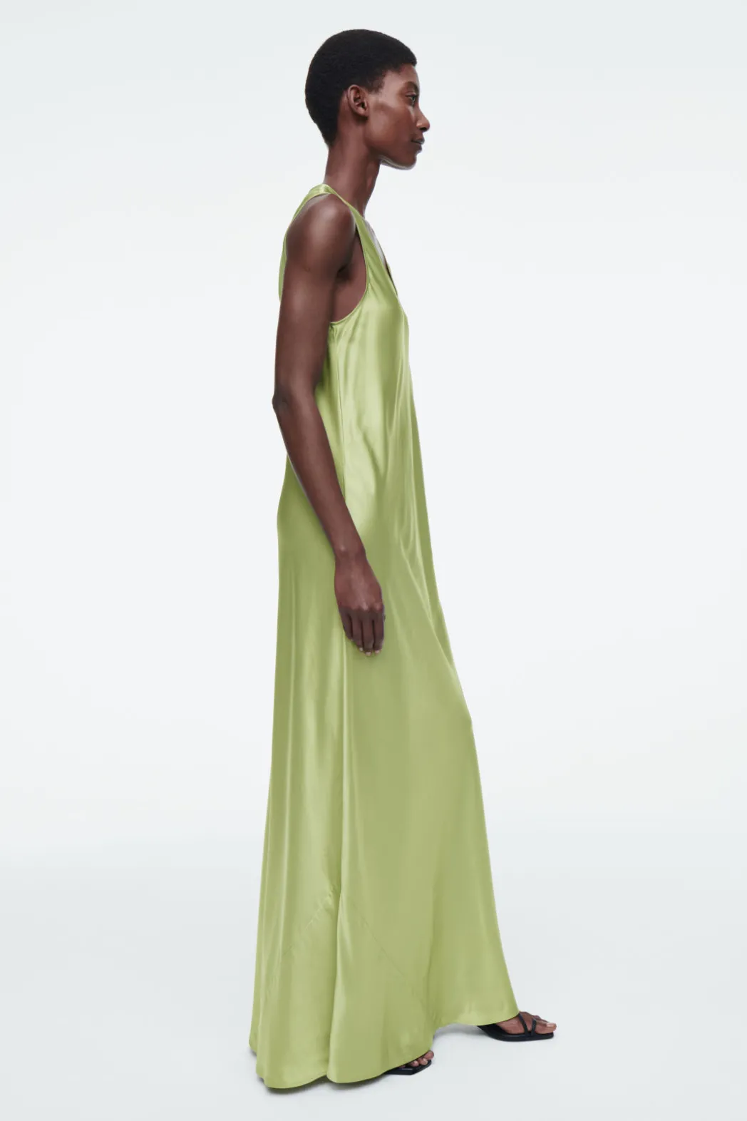Online COS BIAS-CUT MAXI SLIP DRESS SAGE GREEN