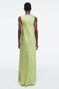Online COS BIAS-CUT MAXI SLIP DRESS SAGE GREEN