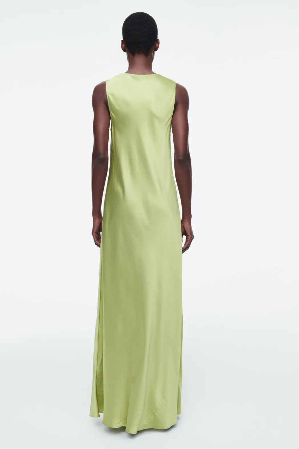 Online COS BIAS-CUT MAXI SLIP DRESS SAGE GREEN