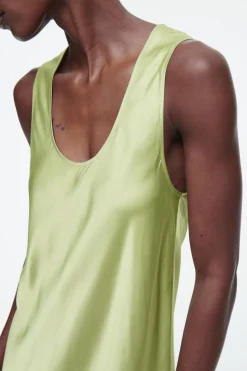Online COS BIAS-CUT MAXI SLIP DRESS SAGE GREEN