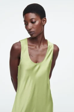 Online COS BIAS-CUT MAXI SLIP DRESS SAGE GREEN