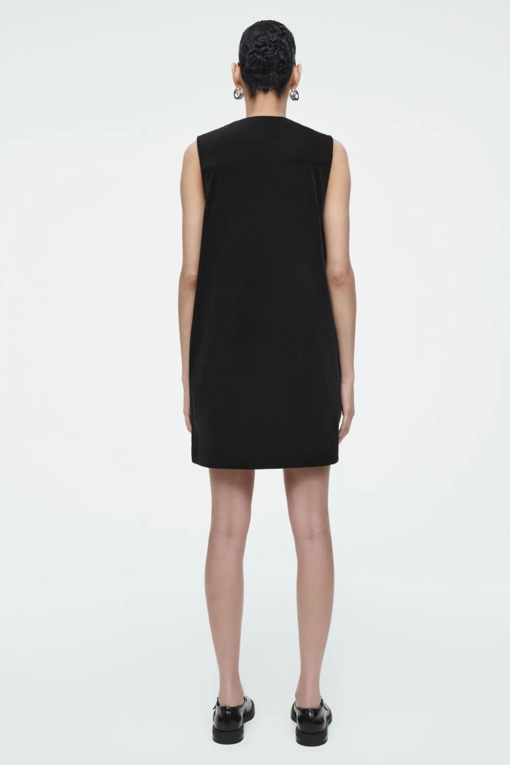 Clearance COS BIB-FRONT CORDUROY MINI DRESS BLACK