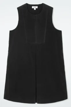 Clearance COS BIB-FRONT CORDUROY MINI DRESS BLACK