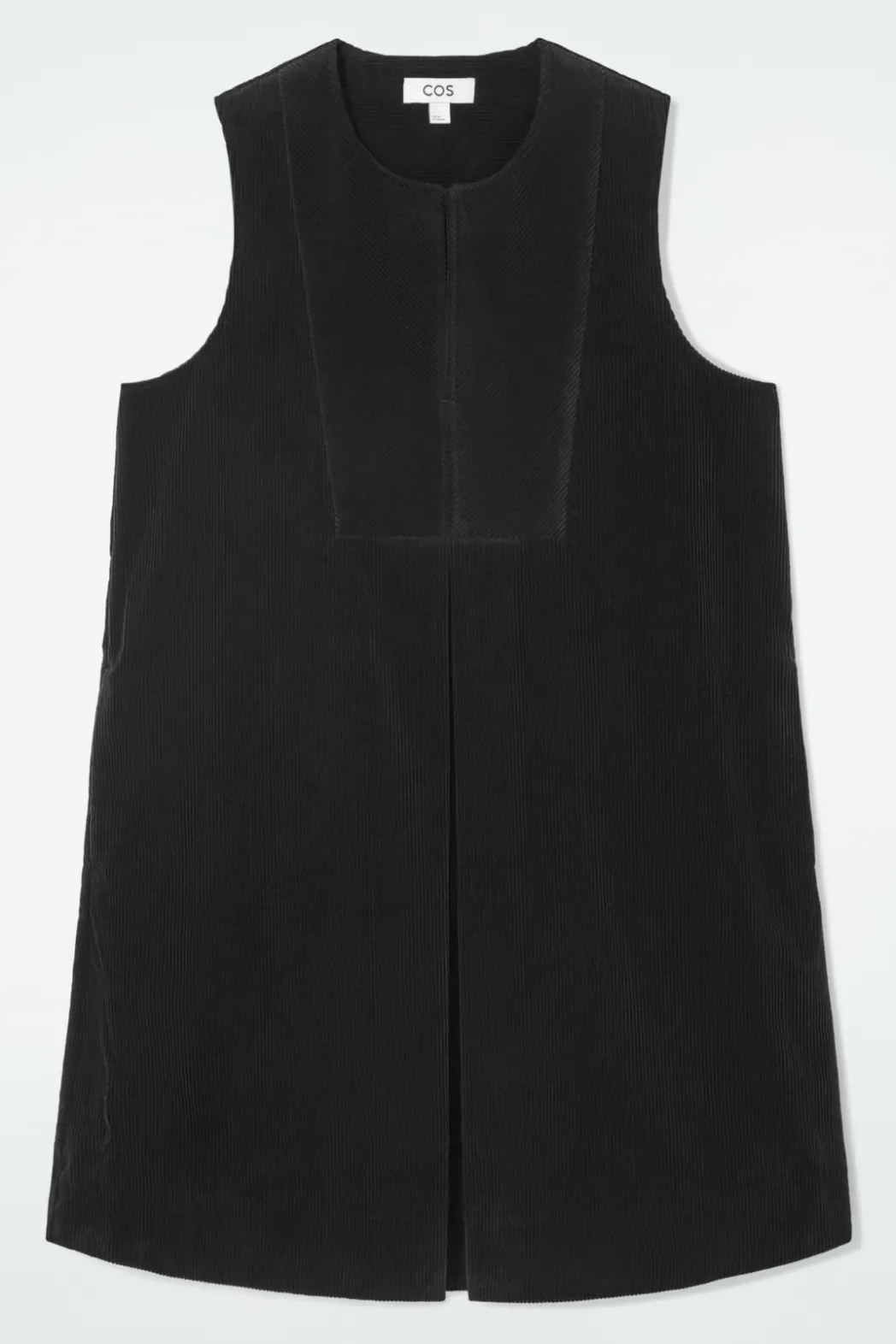 Clearance COS BIB-FRONT CORDUROY MINI DRESS BLACK
