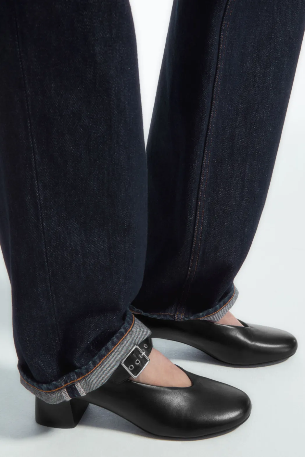 Hot COS BLOCK-HEEL LEATHER MARY-JANE PUMPS BLACK