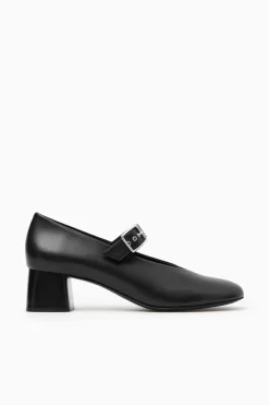 Hot COS BLOCK-HEEL LEATHER MARY-JANE PUMPS BLACK
