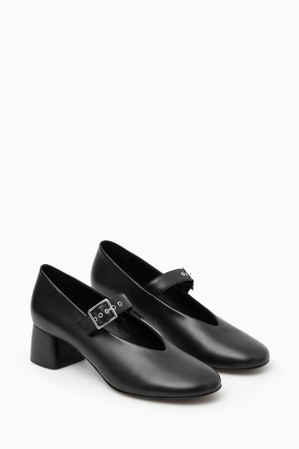 Hot COS BLOCK-HEEL LEATHER MARY-JANE PUMPS BLACK