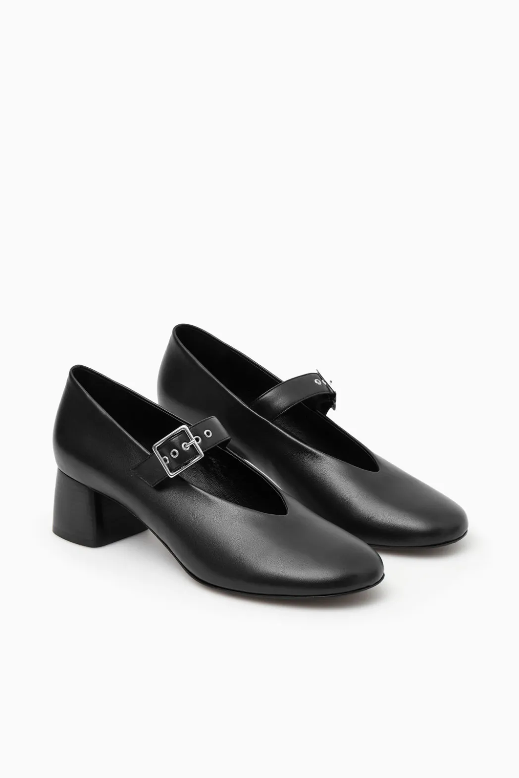 Hot COS BLOCK-HEEL LEATHER MARY-JANE PUMPS BLACK