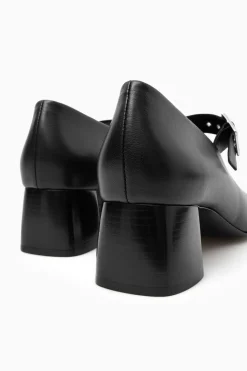 Hot COS BLOCK-HEEL LEATHER MARY-JANE PUMPS BLACK