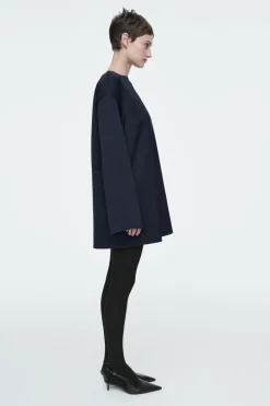 Online COS BOAT-NECK MINI DRESS NAVY