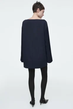 Online COS BOAT-NECK MINI DRESS NAVY