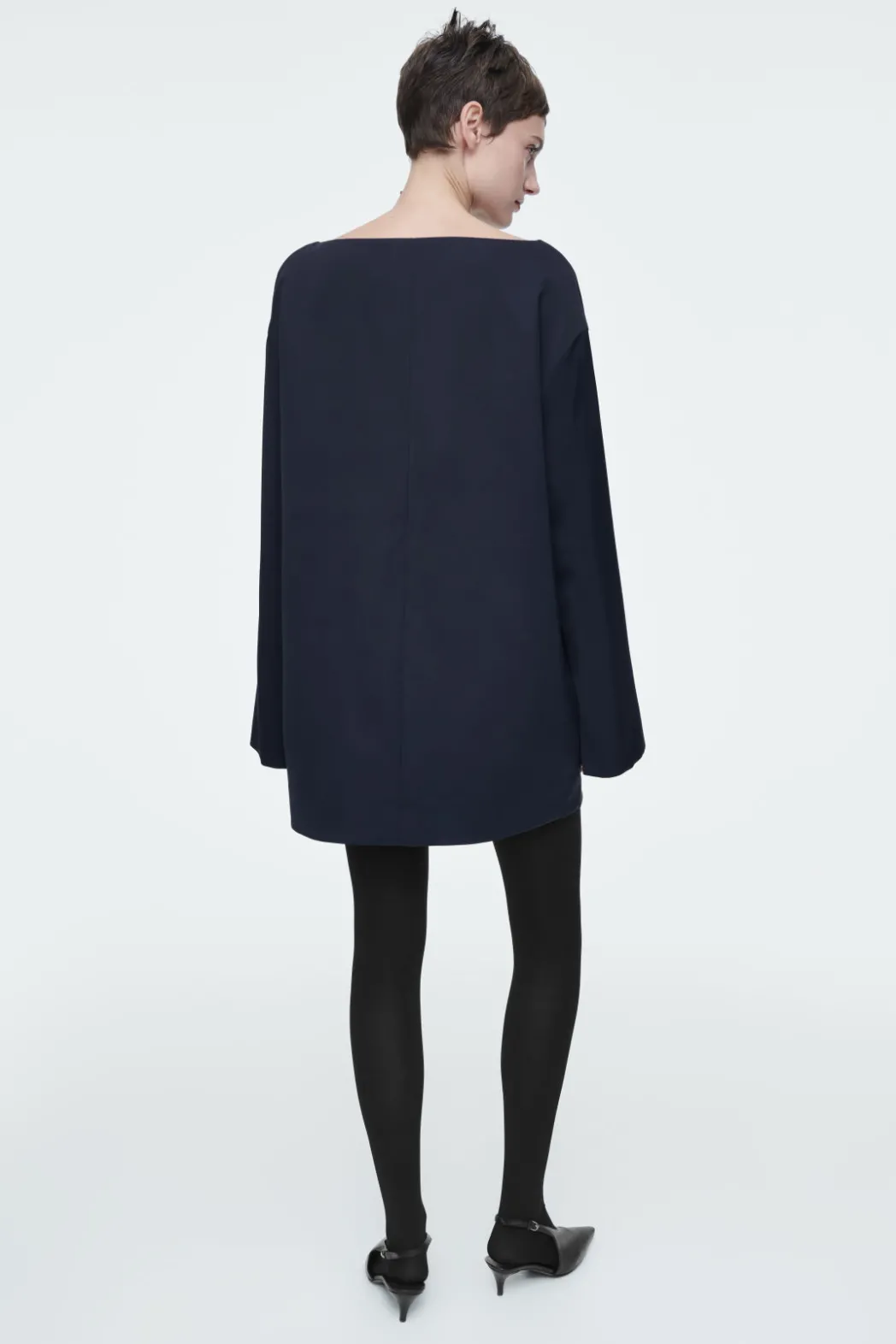 Online COS BOAT-NECK MINI DRESS NAVY