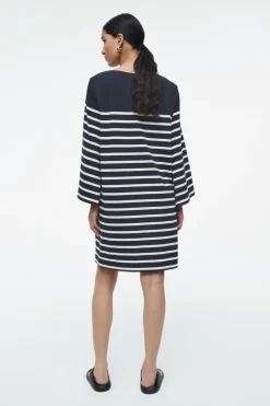 Hot COS BOAT-NECK MINI T-SHIRT DRESS NAVY / STRIPED