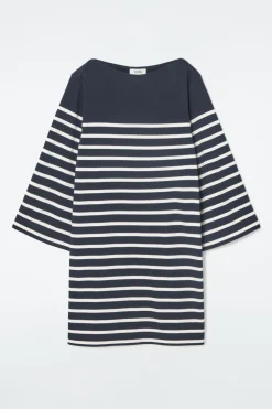Hot COS BOAT-NECK MINI T-SHIRT DRESS NAVY / STRIPED