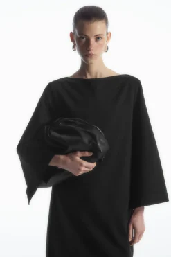 Best COS BOAT-NECK MINI T-SHIRT DRESS BLACK
