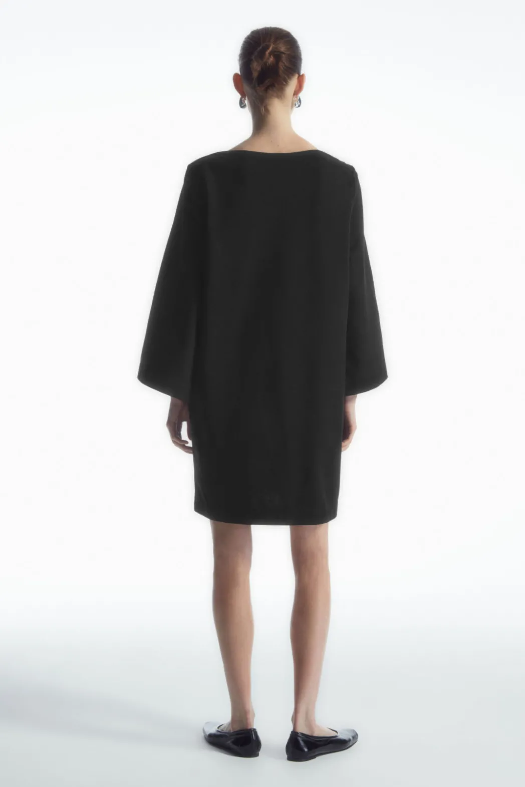 Best COS BOAT-NECK MINI T-SHIRT DRESS BLACK