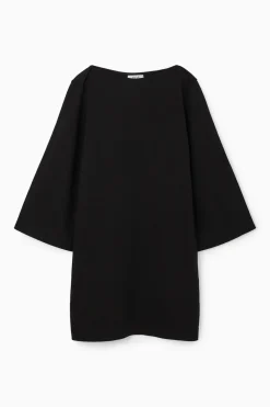 Best COS BOAT-NECK MINI T-SHIRT DRESS BLACK