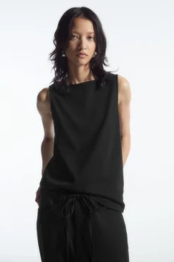 Online COS BOAT-NECK TANK TOP BLACK