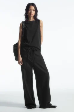 Online COS BOAT-NECK TANK TOP BLACK
